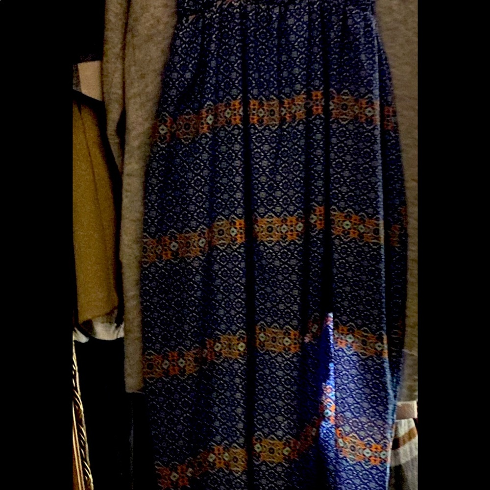 Blue and Orange print Maxi dress